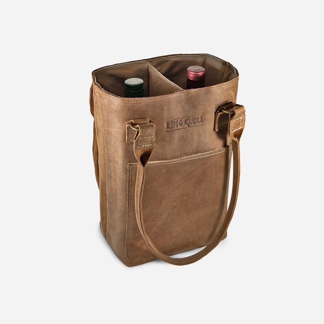 KING KUDU LEATHER WINE/BOTTLE BAG